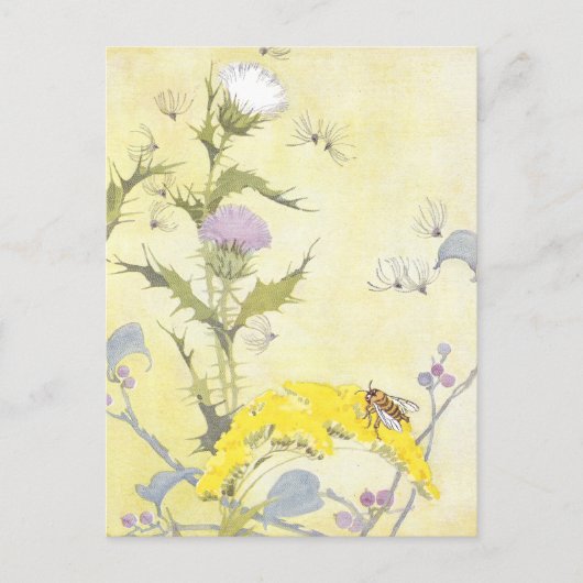 Thistle and Bee on Goldenrod Postkarte (Vorderseite)