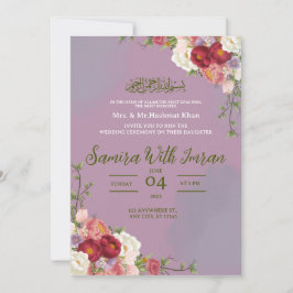 Thistle and Green Floral muslimische Hochzeit Einl Einladung