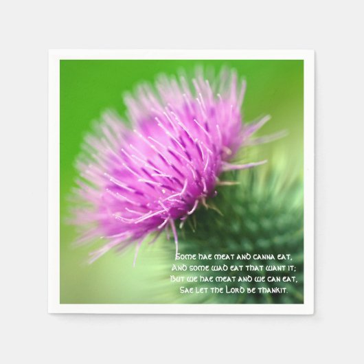 Thistle and Selkirk Grace Cocktail-Papierserviette Serviette (Vorderseite)