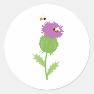 Thistle Bienen Runder Aufkleber
