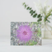 Thistle Blossom & Bee Fly Postcard Postkarte (Stehend Vorderseite)