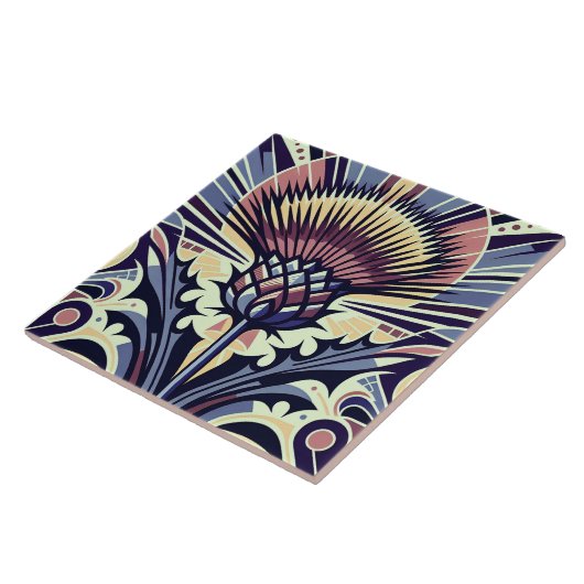 Thistle Blume Art Deco Fliese (Seite)