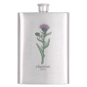 thistle / cluaran mit schottisch-gälischer überset flachmann