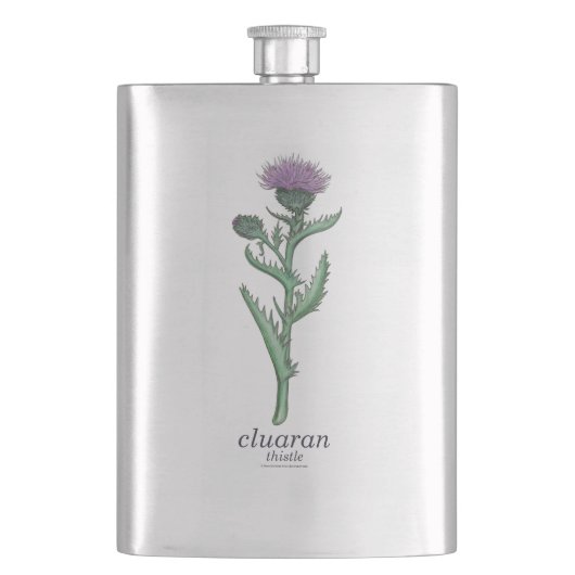 thistle / cluaran mit schottisch-gälischer überset flachmann (Vorderseite)