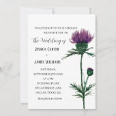 Thistle Cornflowers Wasserfarbe Rustikale Hochzeit Einladung (Vorderseite)