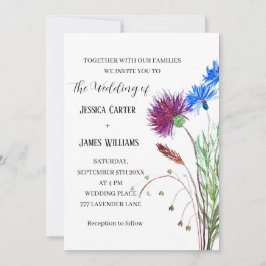 Thistle Cornflowers Wasserfarbe Rustikale Hochzeit Einladung