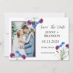 Thistle Elegant Schottisches Lila florales Foto Save The Date
