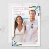 Thistle Floral Foto Save the Date Einladung (Vorderseite)