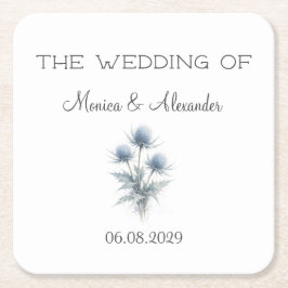 Thistle Floral Scottish Scotland Wedding Rechteckiger Pappuntersetzer