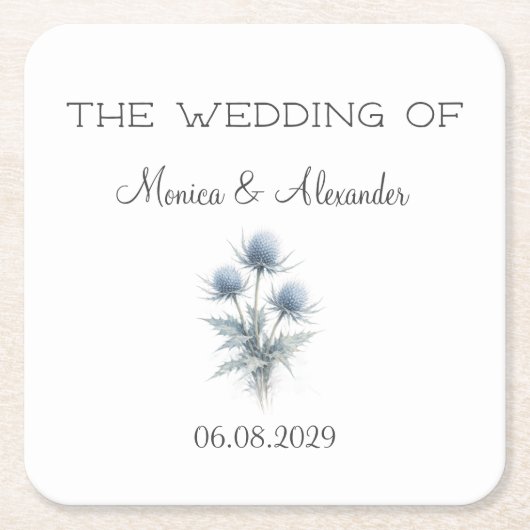 Thistle Floral Scottish Scotland Wedding Rechteckiger Pappuntersetzer (Vorderseite)