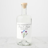 Thistle Floral Scottish Watercolor Wedding Party Alkoholflaschenetikett (Vorderseite)