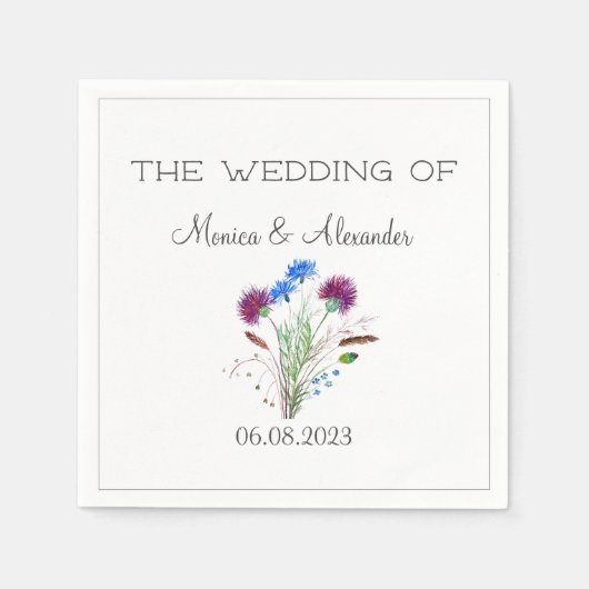 Thistle Floral Scottish Watercolor Wedding Party Serviette (Vorderseite)