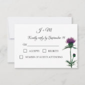 Thistle Floral Scottish Watercolor Wedding RSVP Karte (Vorderseite)