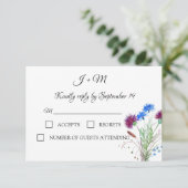 Thistle Floral Scottish Watercolor Wedding RSVP Karte (Stehend Vorderseite)