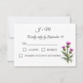 Thistle Floral Scottish Watercolor Wedding RSVP Karte (Vorderseite)