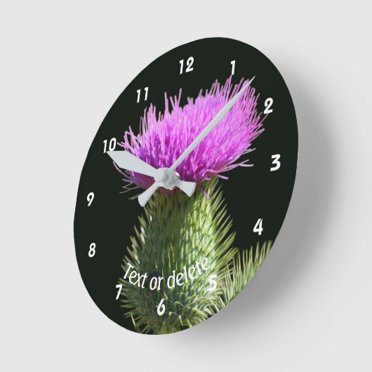 Thistle Flower Personalized Runde Wanduhr (Winkel)