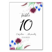 Thistle Lila Floral Scottish Rustic Wedding Tischnummer (Rückseite)
