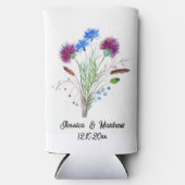 Thistle Lila florale Scotland Wasserfarbenhochzeit Selters Dosenkühler (Vorderseite)