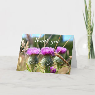 Thistle Lila Scottish Floral Wedding Vielen Dank Dankeskarte