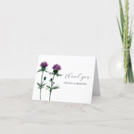 Thistle Lila Scottish Floral Wedding Vielen Dank Dankeskarte