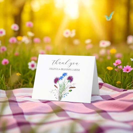 Thistle Lila Scottish Floral Wedding Vielen Dank Dankeskarte