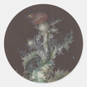 Thistle mit Insekten 1755 Johann C. Dietzsch Runder Aufkleber