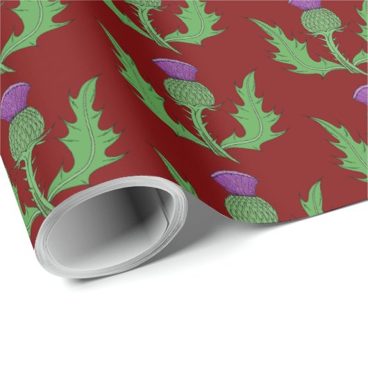 Thistle (on Red) Geschenkpapier (Rolleneckpunkt)