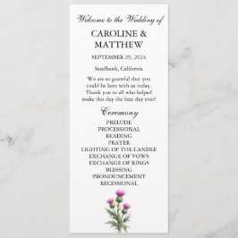 Thistle Purple Floral Elegant Modern Wedding  Programm