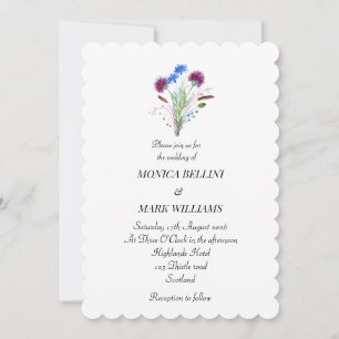 Thistle Purple Floral Scottish Minimalist Wedding Einladung
