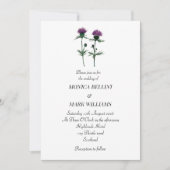 Thistle Purple Floral Scottish Minimalist Wedding Einladung (Vorderseite)