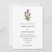 Thistle Purple Floral Scottish Simple Wedding Einladung (Vorderseite)