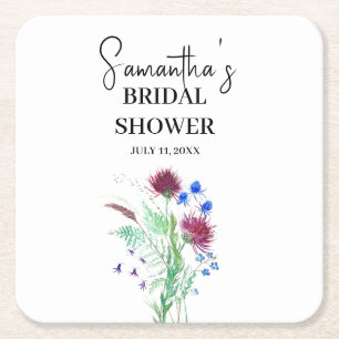 Thistle Purple Flowers Scottish Boho Brautparty Rechteckiger Pappuntersetzer