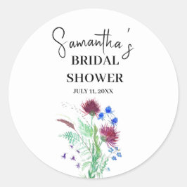 Thistle Purple Flowers Scottish Boho Brautparty Runder Aufkleber