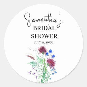 Thistle Purple Flowers Scottish Boho Brautparty Runder Aufkleber