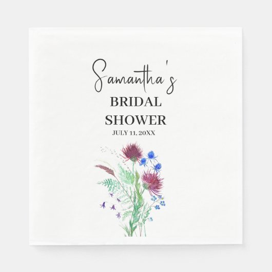 Thistle Purple Flowers Scottish Boho Brautparty Serviette (Vorderseite)