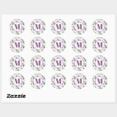Thistle Purple Monogram Envelope Seal Runder Aufkleber (Blatt)