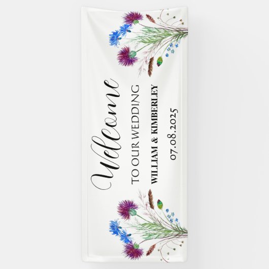 Thistle Scotland Blume Rustic Elegante Wedding Banner (Vertikal)