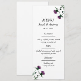 Thistle Scotland Floral Watercolor Wedding Food Menükarte