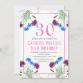 Thistle Scottish 30th Birthday Lila Floral Einladung (Vorderseite)