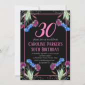 Thistle Scottish 30th Birthday Lila Floral Einladung (Vorderseite)