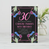 Thistle Scottish 30th Birthday Lila Floral Einladung (Stehend Vorderseite)
