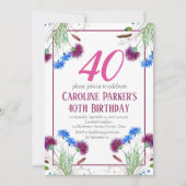 Thistle Scottish 40 th Birthday Lila Floral Einladung (Vorderseite)