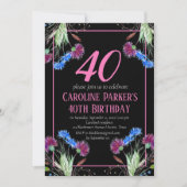 Thistle Scottish 40 th Birthday Lila Floral Einladung (Vorderseite)