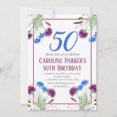 Thistle Scottish 50th Birthday Lila Floral Einladung (Vorderseite)