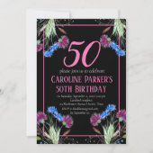 Thistle Scottish 50th Birthday Lila Floral Einladung (Vorderseite)