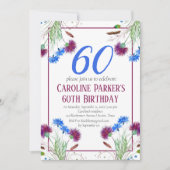 Thistle Scottish 60 th Birthday Lila Floral Einladung (Vorderseite)