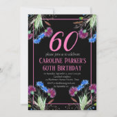 Thistle Scottish 60 th Birthday Lila Floral Einladung (Vorderseite)