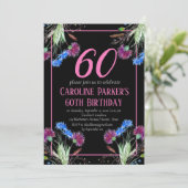 Thistle Scottish 60 th Birthday Lila Floral Einladung (Stehend Vorderseite)