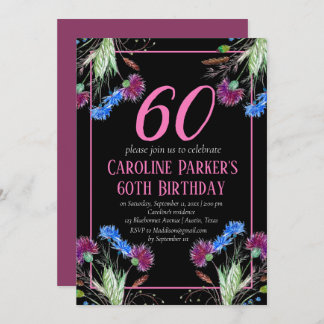 Thistle Scottish 60 th Birthday Lila Floral Einladung