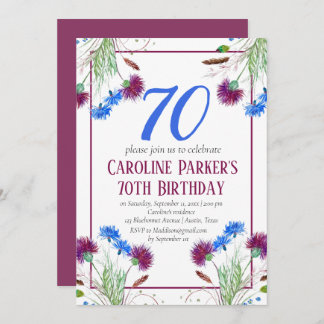 Thistle Scottish 70 th Birthday Lila Floral Einladung